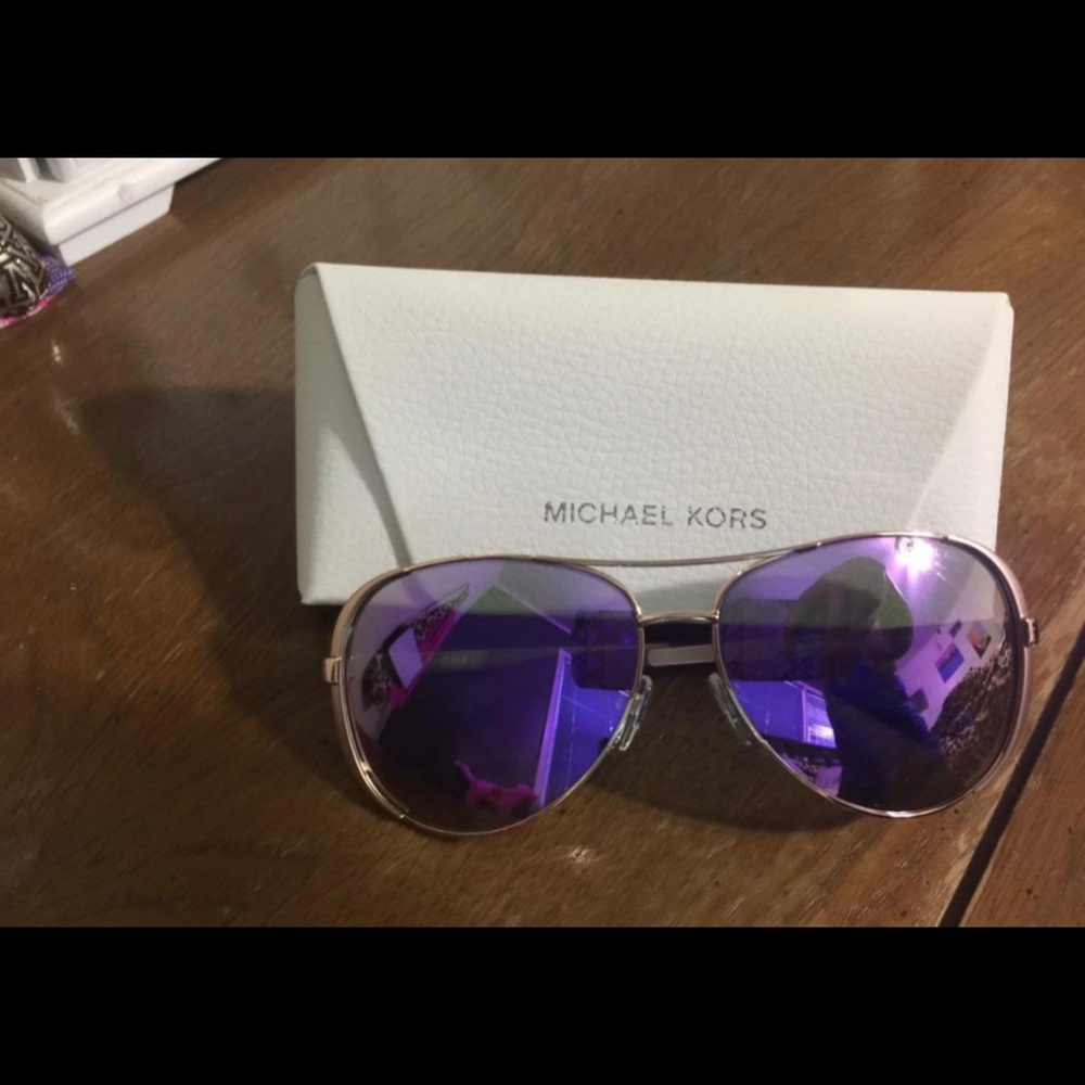 COPY - NWT Michael Kors MK5004 Chelsea Aviator Sunglasses Rose Gold w/Purple Mi…